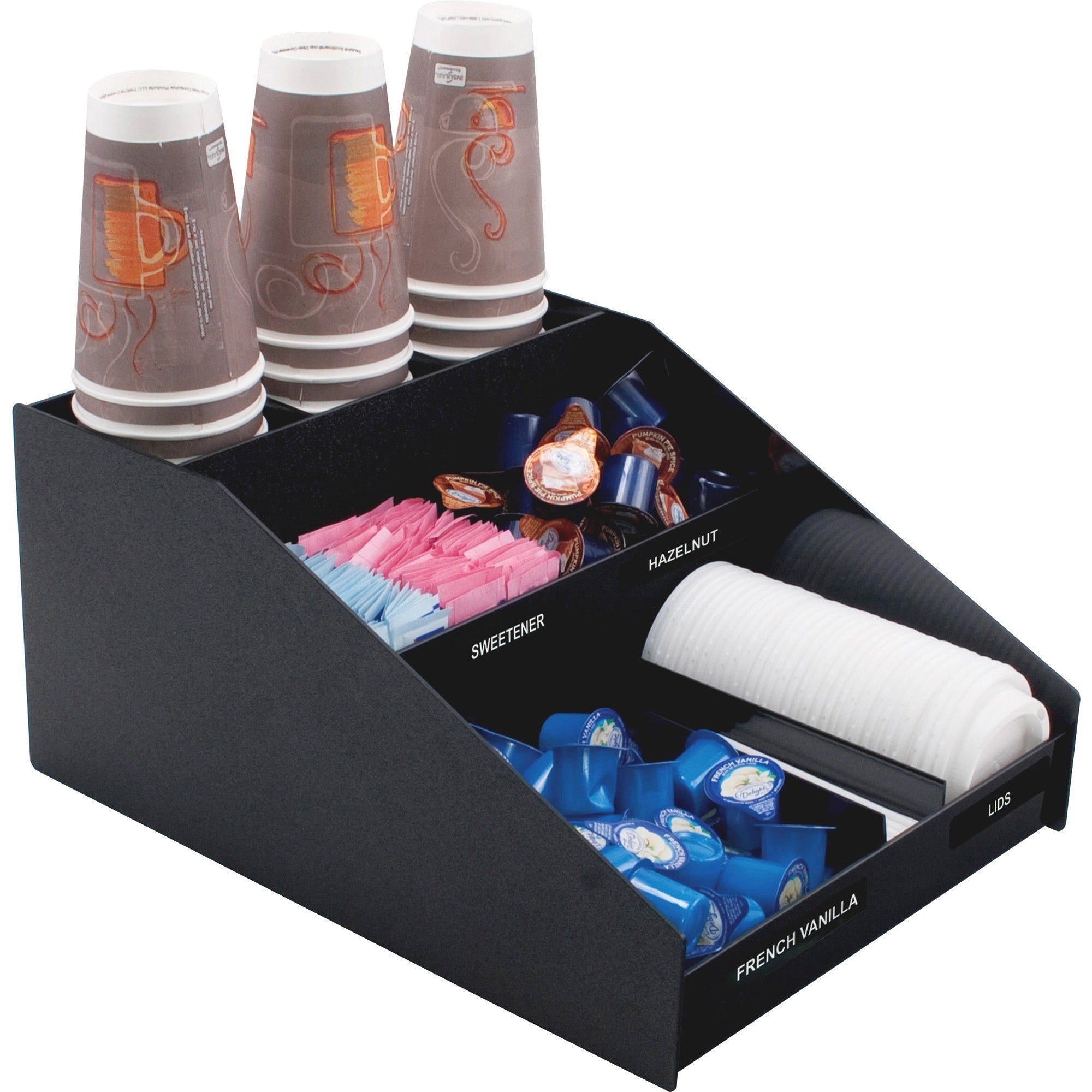 9 Compartment(s) - 6 Divider(s) - 7.50" Height x 12" Width x 16" Depth - Desktop - Chip Resistant - Black - 1 Each