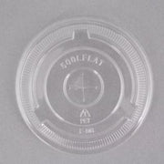 Choice 9, 12, 16, 20, and 24 Oz. Clear Flat Lid with Straw Slot - 50/Pack