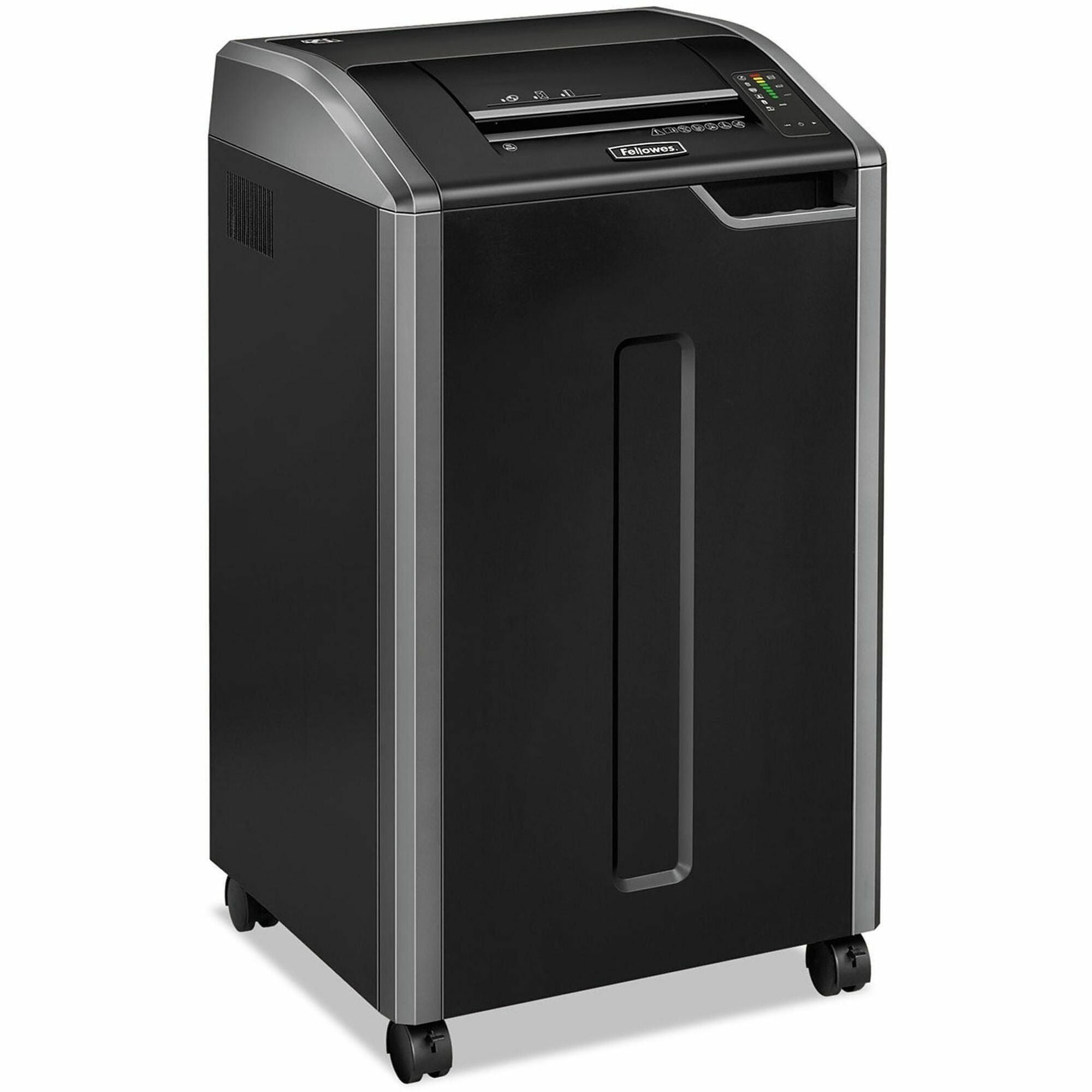 Continuous Shredder - Strip Cut - 38 Per Pass - for shredding Staples, Credit Card, CD, DVD, Paper Clip, Junk Mail, Paper - 0.219" Shred Size - P-2 - 20 ft/min - 12" Throat - 30 gal Wastebin Capacity - Black, Dark Silver - TAA Compliant