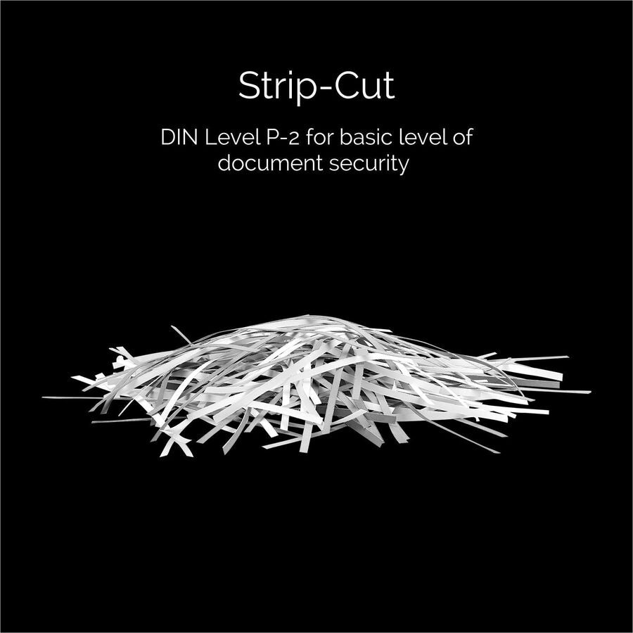 Continuous Shredder - Strip Cut - 38 Per Pass - for shredding Staples, Credit Card, CD, DVD, Paper Clip, Junk Mail, Paper - 0.219" Shred Size - P-2 - 20 ft/min - 12" Throat - 30 gal Wastebin Capacity - Black, Dark Silver - TAA Compliant