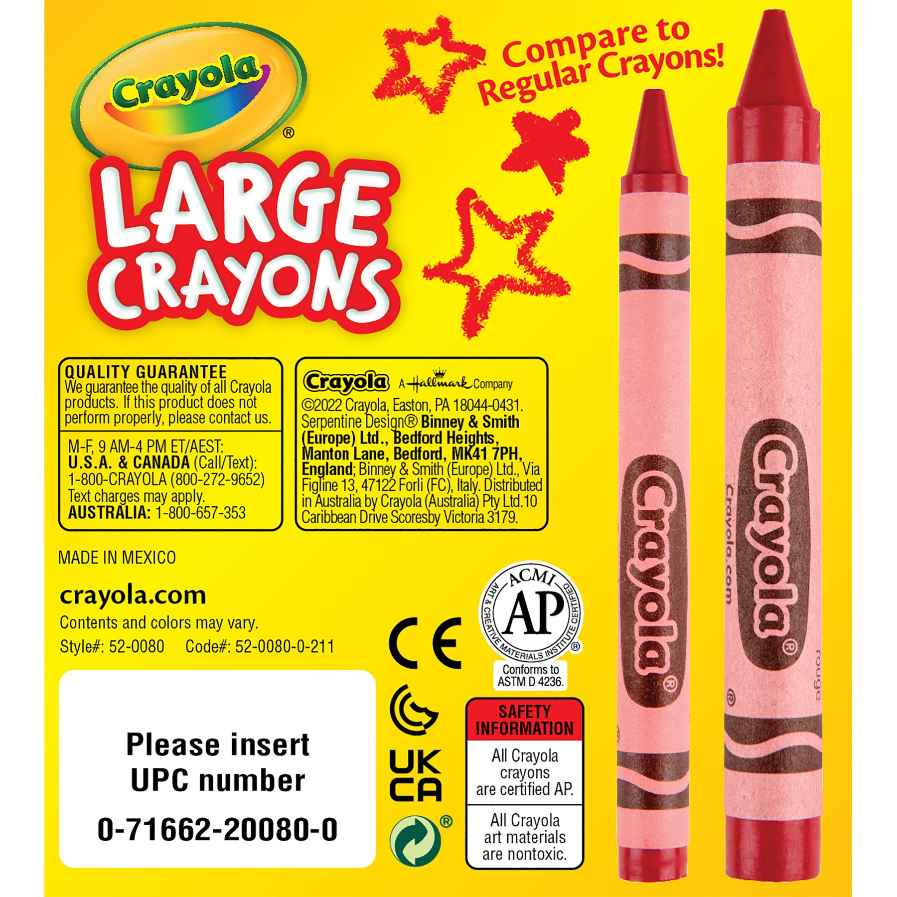 Large Crayons, Tuck Box, 8 Count