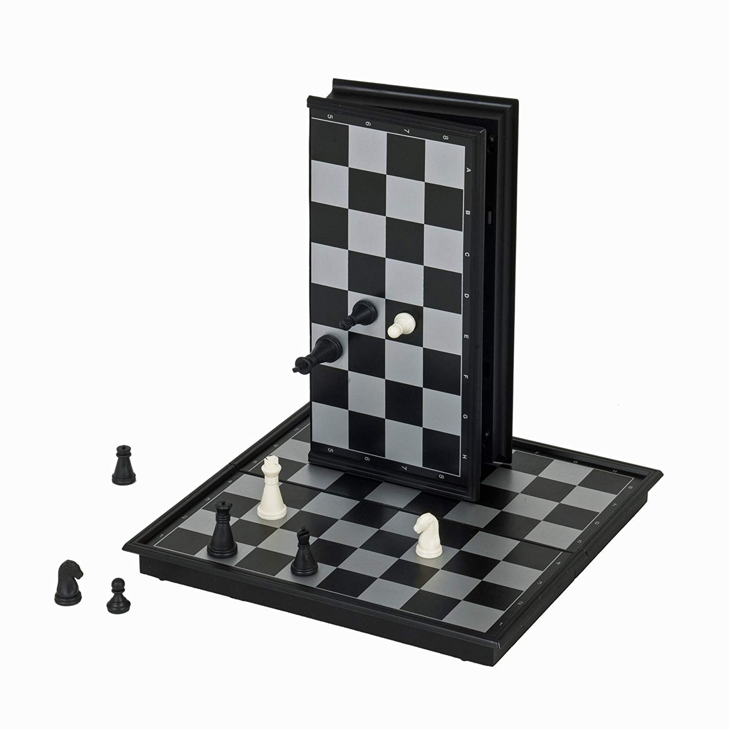 Travel  Sets - Magnetic,  Pegged  &  Roll  Up Magnetic Folding Plastic, Silver/Black, 7 3/4"