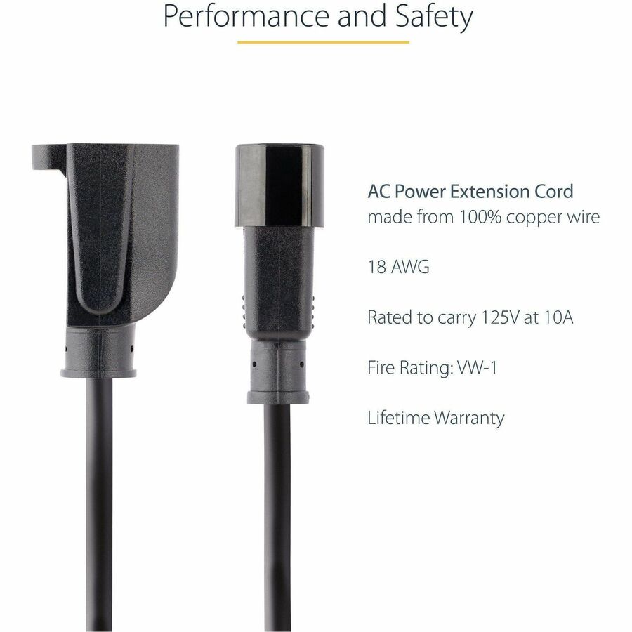 StarTech.com 1 ft Computer Power Cord IEC 320 C14 to NEMA 5-15R