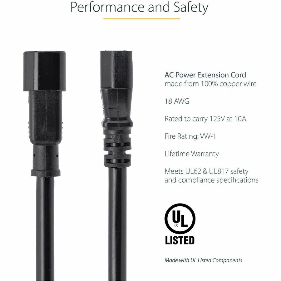 StarTech.com 6 ft Computer Power Cord Extension - C14 to C13