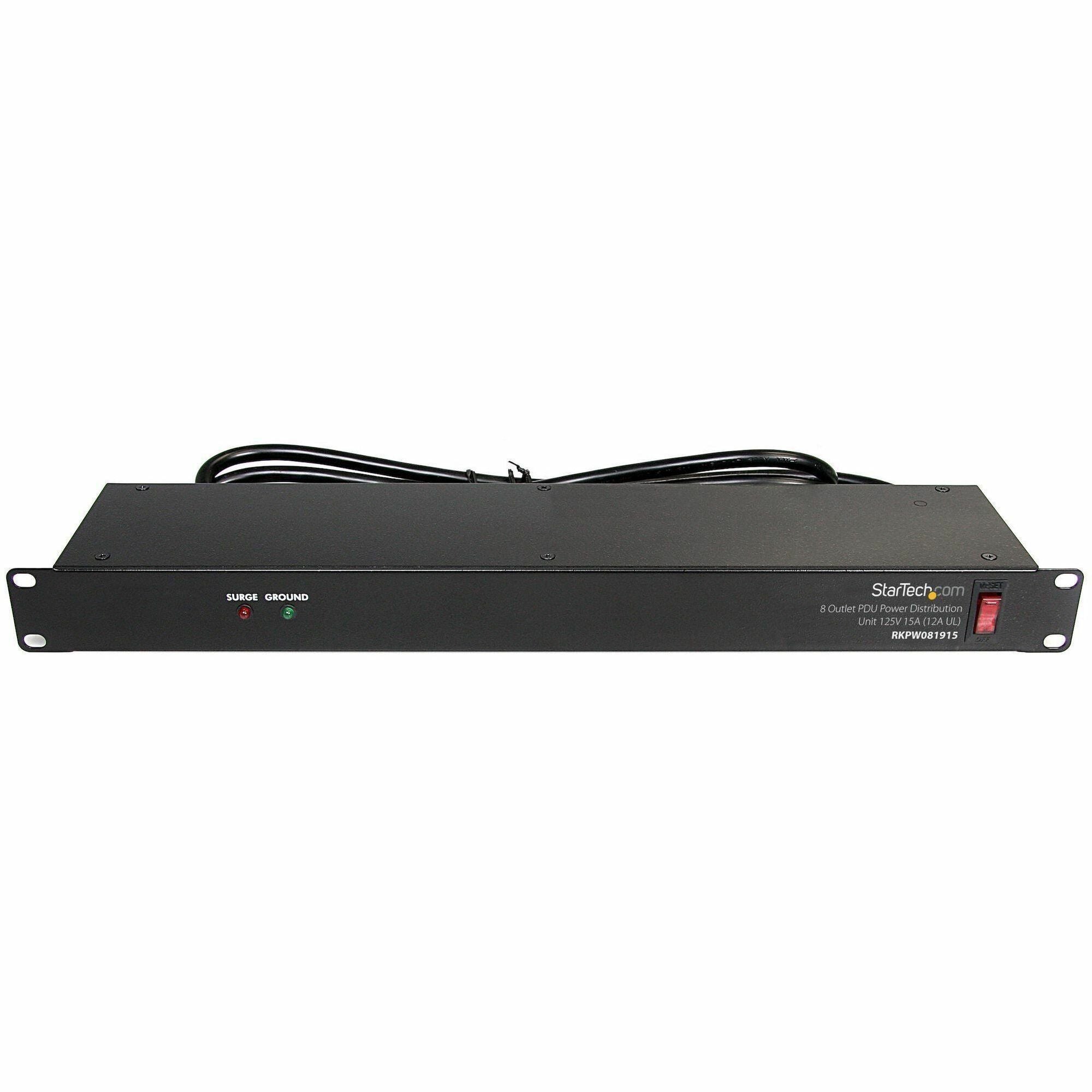 StarTech.com Rackmount PDU with 8 Outlets and SurgeProtection - 1U