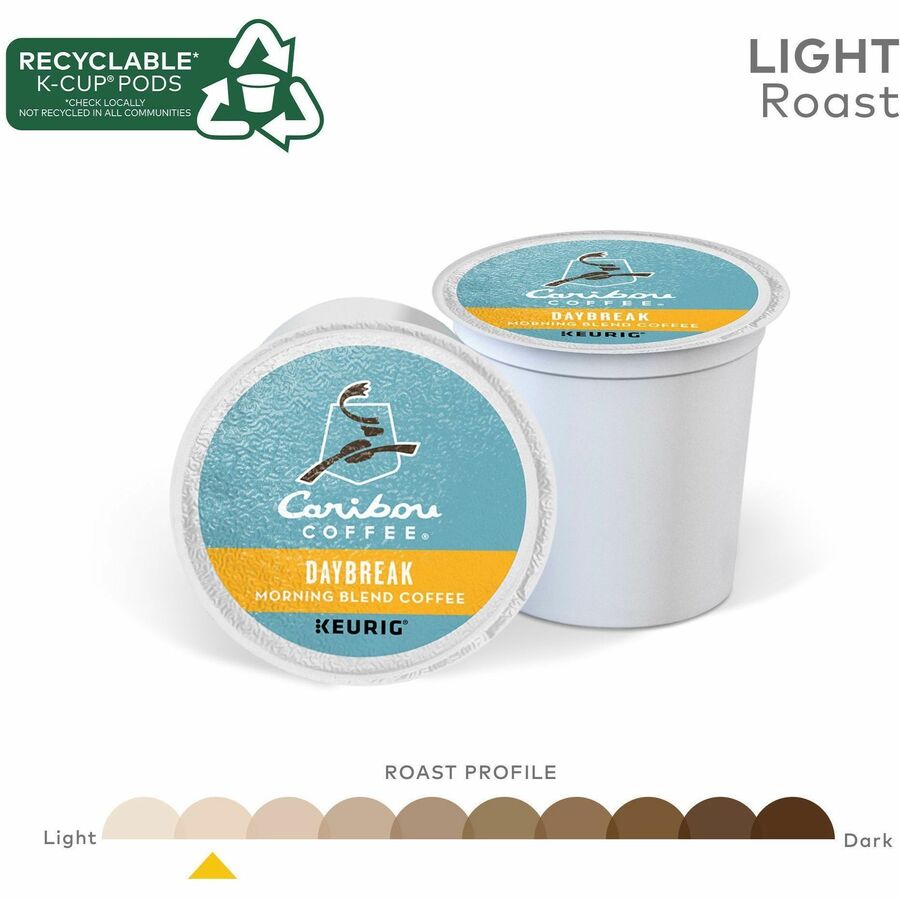 Caribou Coffee&reg; K-Cup Daybreak Coffee - Compatible with Keurig Brewer - Regular - Light/Mild - K-Cup - 24 / Box