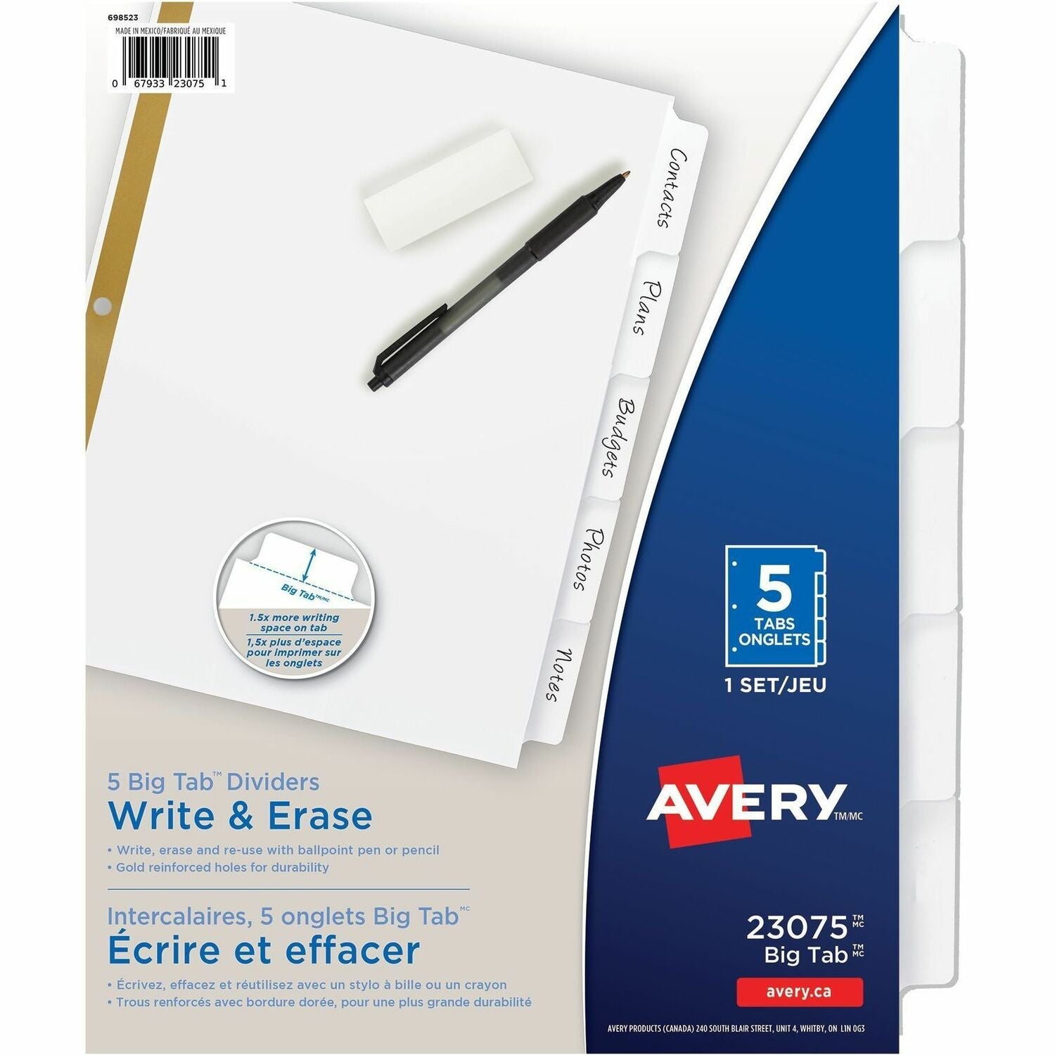 5 x Divider(s) - 5 Write-on Tab(s) - 5 - 5 Tab(s)/Set - 8.5" Divider Width x 11" Divider Length - 3 Hole Punched - White Paper Divider - White Paper Tab(s) - Recycled - Hole-punched, Writable, Erasable, Sturdy, Reinforced Hole - 1 Set