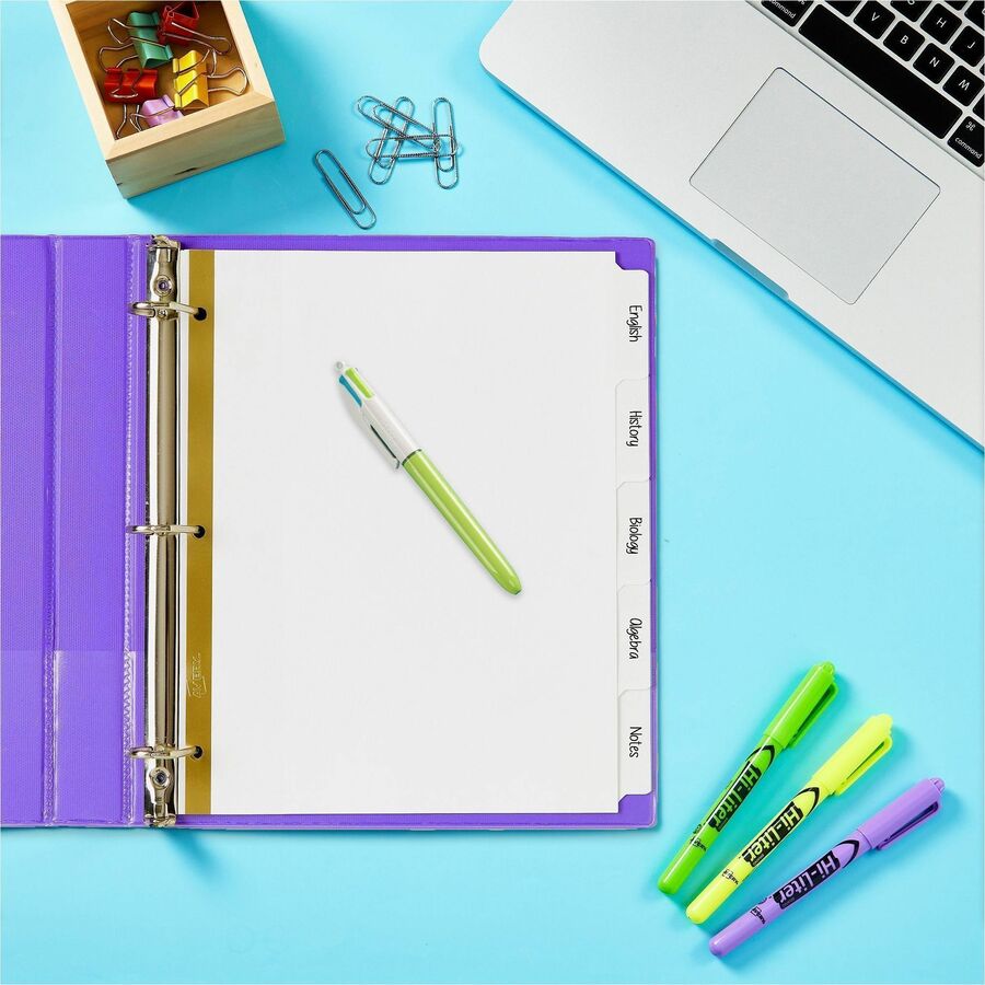 5 x Divider(s) - 5 Write-on Tab(s) - 5 - 5 Tab(s)/Set - 8.5" Divider Width x 11" Divider Length - 3 Hole Punched - White Paper Divider - White Paper Tab(s) - Recycled - Hole-punched, Writable, Erasable, Sturdy, Reinforced Hole - 1 Set