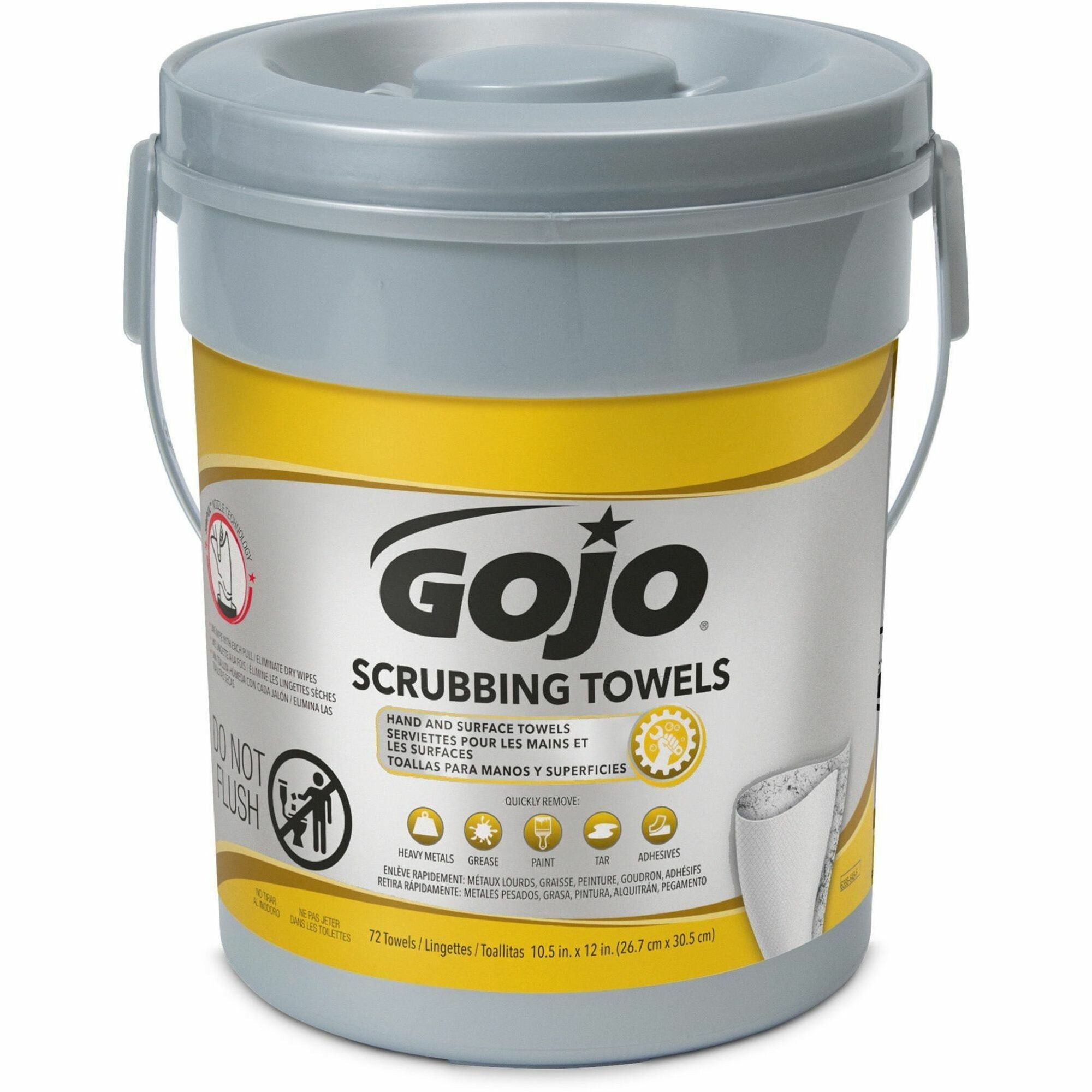Gojo&reg; Scrubbing Towels - 10.50" Width x 13" Length - White - 72/Tub - 1 Each