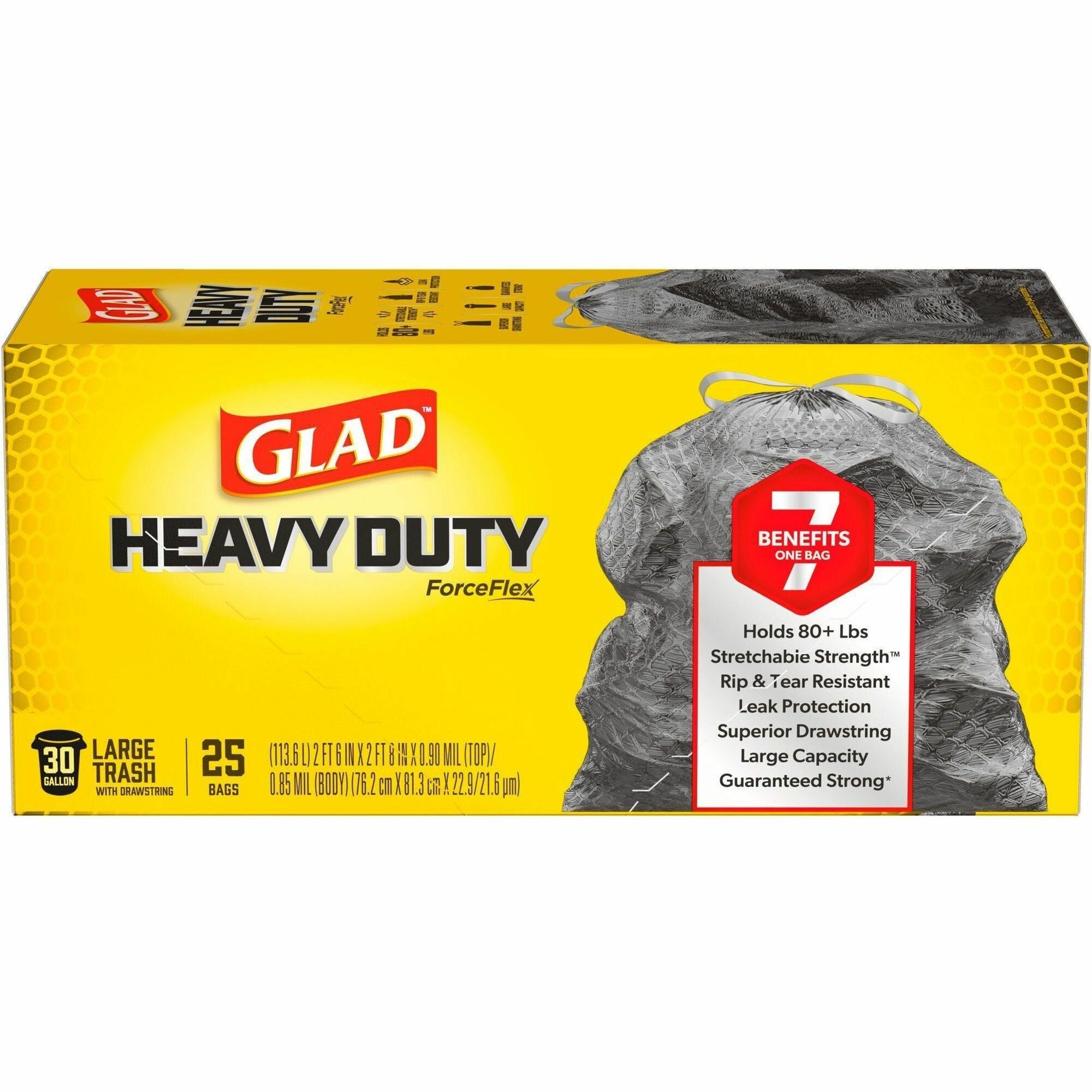 70359 Glad Dual Defense 30 Gal. Large Black Trash Bag (25-Count)
