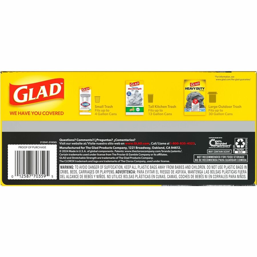70359 Glad Dual Defense 30 Gal. Large Black Trash Bag (25-Count)