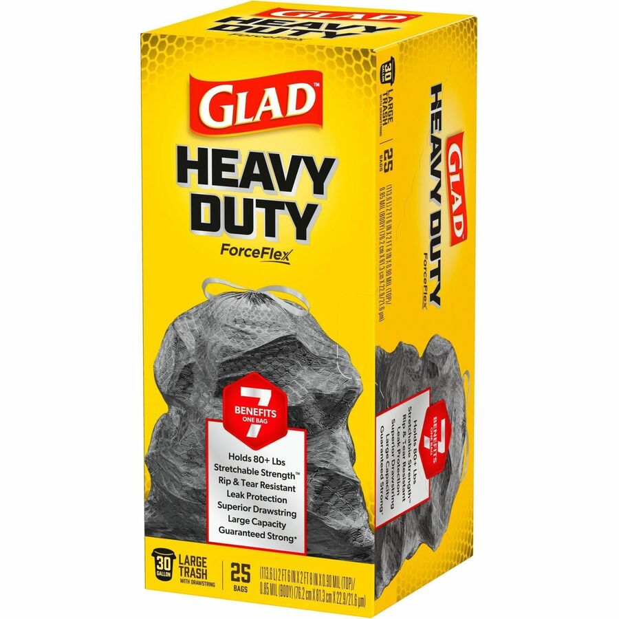 70359 Glad Dual Defense 30 Gal. Large Black Trash Bag (25-Count)