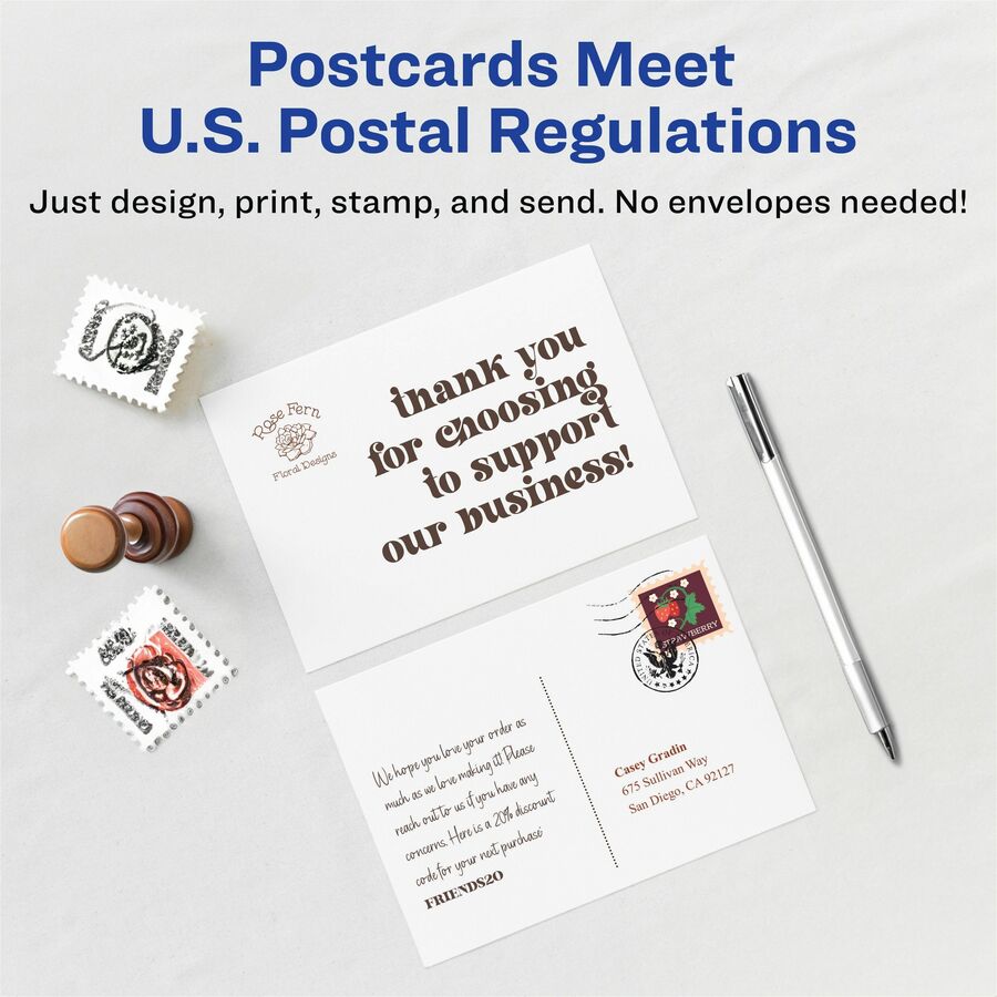 Avery&reg; Postcards, 4.25" x 5.5" , Matte, Laser & Inkjet, 120ct (3380)