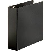 Business Source Basic Round-ring Binder, 3" Capacity, Letter Size (8.5" x 11"), 3 Rings, Inside Front & Back Pockets, Vinyl, Black, 1 Each