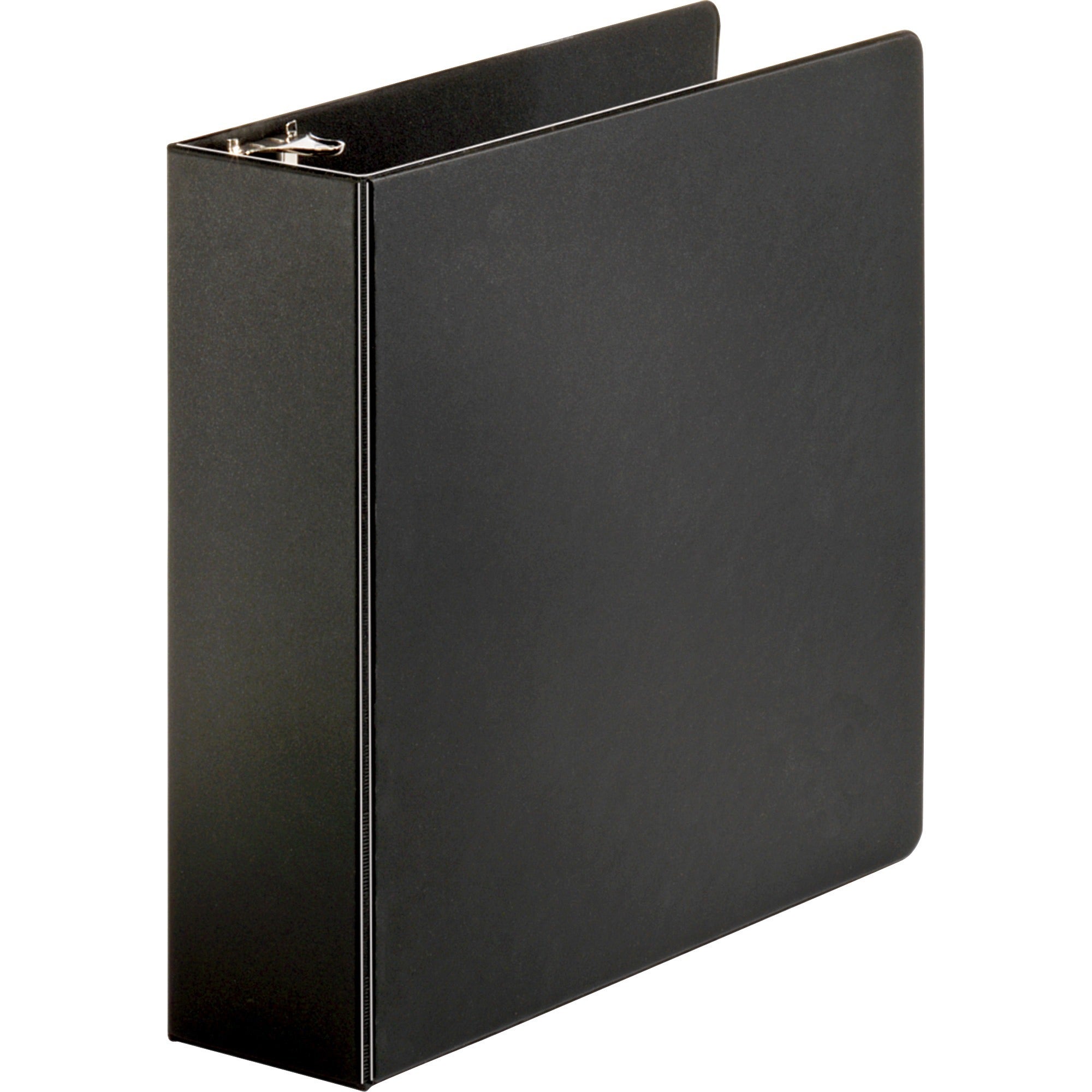 Business Source Basic Round-ring Binder, 3" Capacity, Letter Size (8.5" x 11"), 3 Rings, Inside Front & Back Pockets, Vinyl, Black, 1 Each