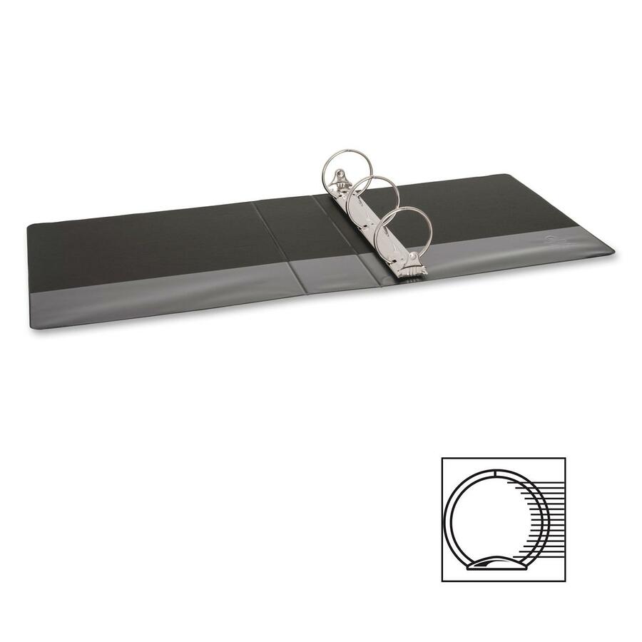 Business Source Basic Round-ring Binder, 3" Capacity, Letter Size (8.5" x 11"), 3 Rings, Inside Front & Back Pockets, Vinyl, Black, 1 Each