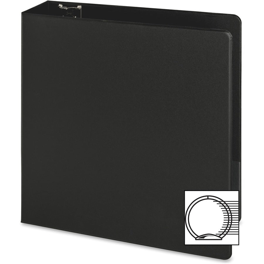 Business Source Basic Round-ring Binder, 3" Capacity, Letter Size (8.5" x 11"), 3 Rings, Inside Front & Back Pockets, Vinyl, Black, 1 Each