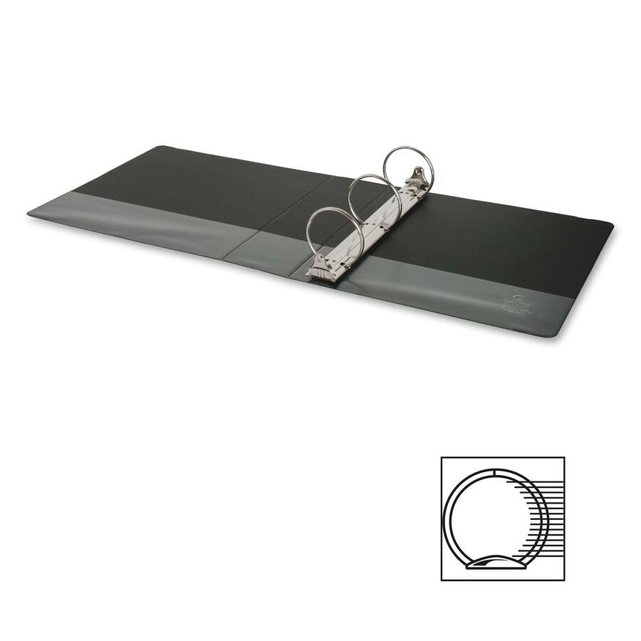 Business Source Basic Round-ring Binder, 3" Capacity, Letter Size (8.5" x 11"), 3 Rings, Inside Front & Back Pockets, Vinyl, Black, 1 Each