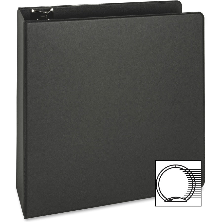 Business Source Basic Round-ring Binder, 3" Capacity, Letter Size (8.5" x 11"), 3 Rings, Inside Front & Back Pockets, Vinyl, Black, 1 Each