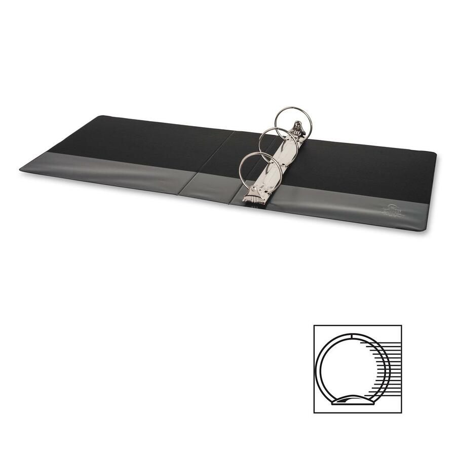 Business Source Basic Round-ring Binder, 3" Capacity, Letter Size (8.5" x 11"), 3 Rings, Inside Front & Back Pockets, Vinyl, Black, 1 Each