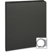 Business Source Basic Round-ring Binder, 1" Capacity, 3 Round Rings, Letter Size (8.5" x 11"), Inside Front & Back Pockets, Black, 1 Each