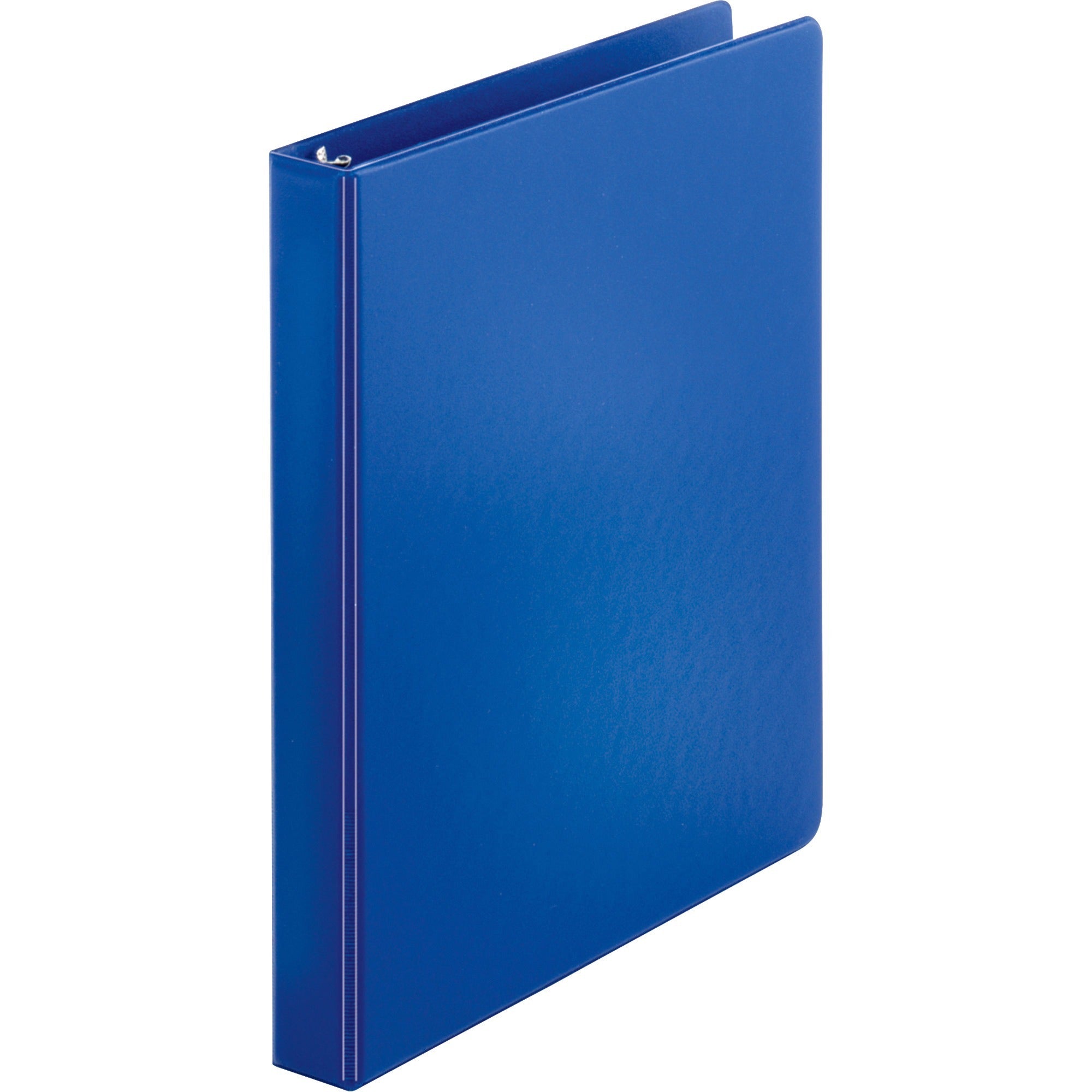 Business Source Basic Round-Ring Binder, 1" Capacity, 3 Round Rings, Letter Size (8.5" x 11"), 225 Sheet Capacity, Inside Front & Back Pockets, Dark Blue, 1 Each