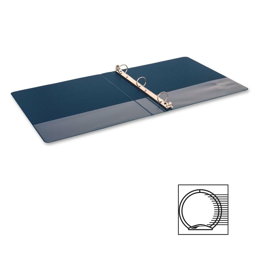 Business Source Basic Round-Ring Binder, 1" Capacity, 3 Round Rings, Letter Size (8.5" x 11"), 225 Sheet Capacity, Inside Front & Back Pockets, Dark Blue, 1 Each