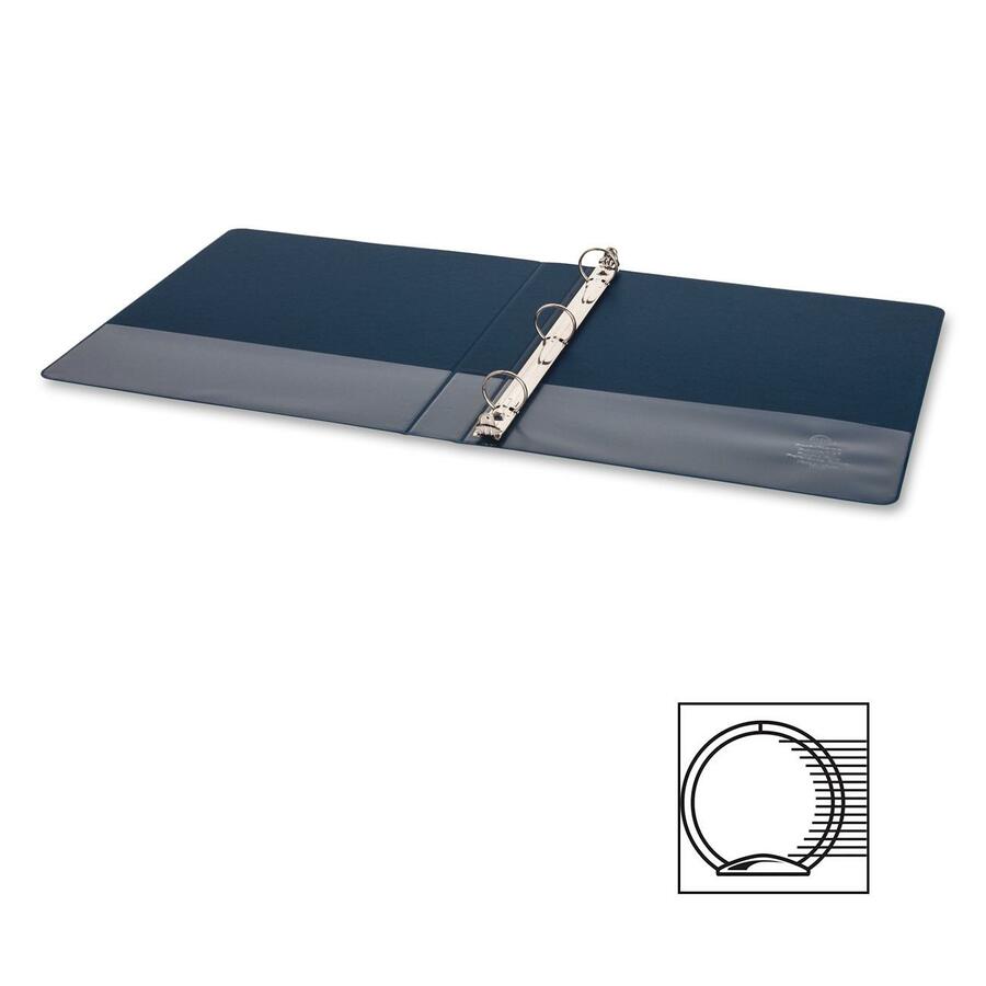Business Source Basic Round-Ring Binder, 1" Capacity, 3 Round Rings, Letter Size (8.5" x 11"), 225 Sheet Capacity, Inside Front & Back Pockets, Dark Blue, 1 Each