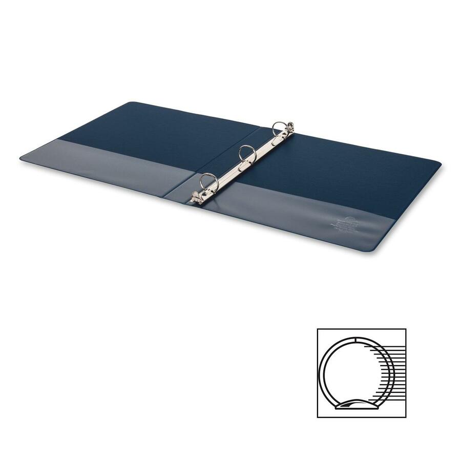 Business Source Basic Round-Ring Binder, 1" Capacity, 3 Round Rings, Letter Size (8.5" x 11"), 225 Sheet Capacity, Inside Front & Back Pockets, Dark Blue, 1 Each