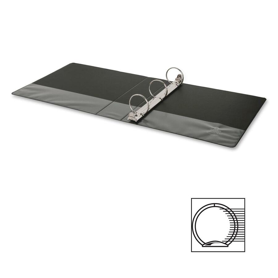 Business Source Basic Round-ring Binder, 2" Capacity, 3 Round Rings, Letter Size (8.5" x 11"), Inside Front & Back Pockets, Black, Vinyl, 1 Each