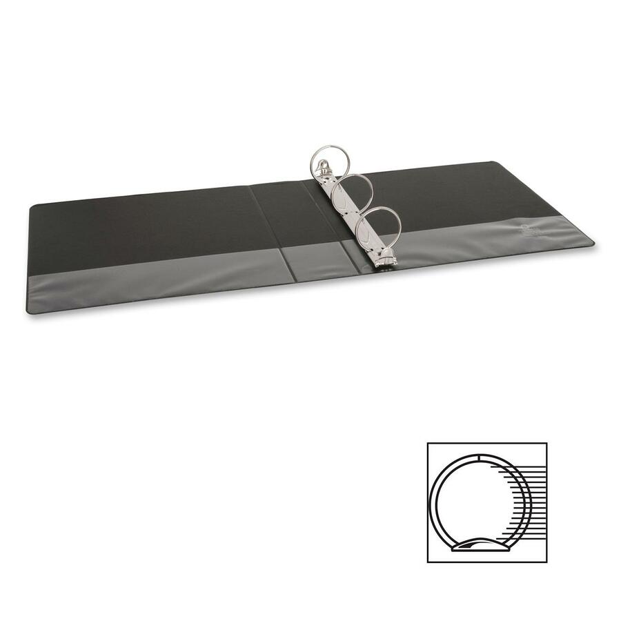 Business Source Basic Round-ring Binder, 2" Capacity, 3 Round Rings, Letter Size (8.5" x 11"), Inside Front & Back Pockets, Black, Vinyl, 1 Each