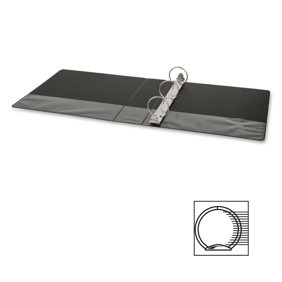 Business Source Basic Round-ring Binder, 2" Capacity, 3 Round Rings, Letter Size (8.5" x 11"), Inside Front & Back Pockets, Black, Vinyl, 1 Each