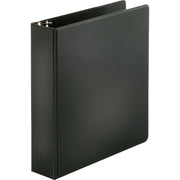 Business Source Basic Round-ring Binder, 2" Capacity, 3 Round Rings, Letter Size (8.5" x 11"), Inside Front & Back Pockets, Black, Vinyl, 1 Each