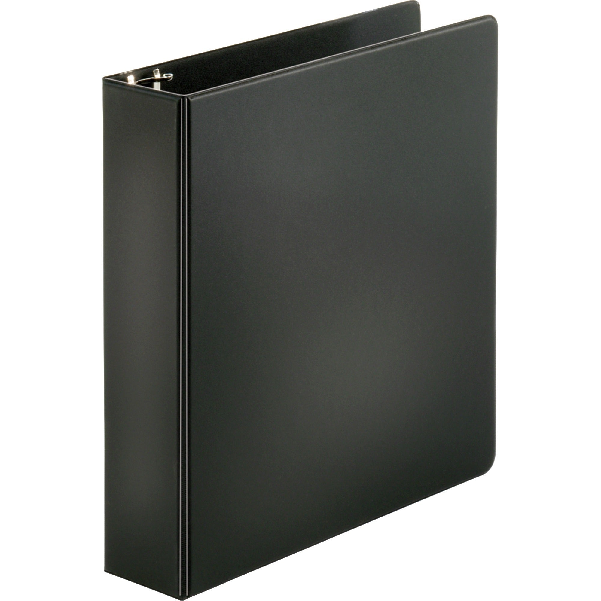 Business Source Basic Round-ring Binder, 2" Capacity, 3 Round Rings, Letter Size (8.5" x 11"), Inside Front & Back Pockets, Black, Vinyl, 1 Each