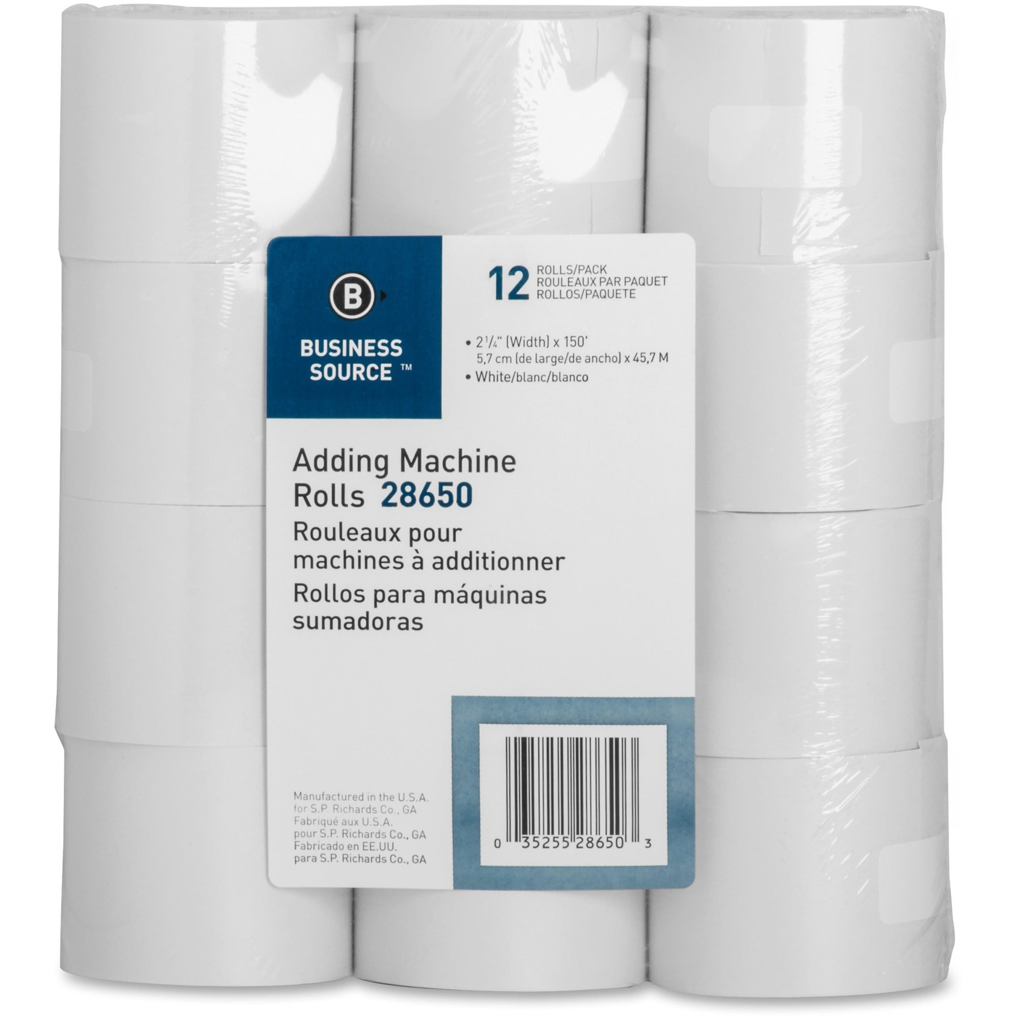2 1/4" x 150 ft - Sustainable Forestry Initiative (SFI) - Lint-free - White - 12 / Pack