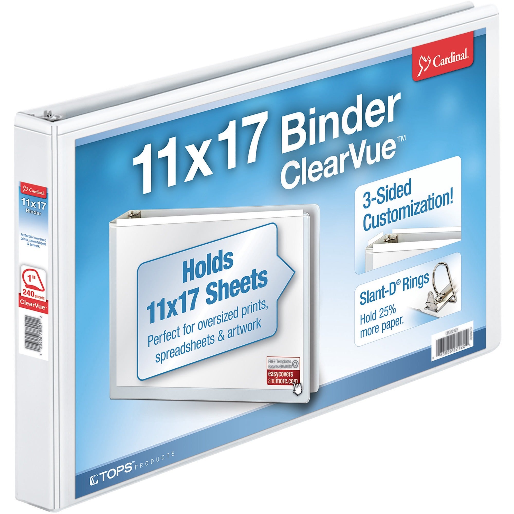 Cardinal&reg; ClearVue Overlay Tabloid D-Ring Binder