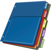 Cardinal Expanding Pocket Poly Divider, 5 Dividers, 5 Multicolor Tabs, Letter Size, 3-Hole Punched, Translucent, 1 Set