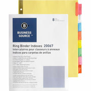 Business Source Reinforced Insertable Tab Indexes, 8 Dividers, 8 Multicolored Tabs, Letter Size, 3-Hole Punched, Buff with Manila Tabs, Mylar Reinforced, 1 Set