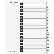Cardinal OneStep Numbered Index System, 15 Dividers, 1-15 Tabs, Letter Size, White, 3-Hole Punched, Reinforced Tabs and Edges, 1 Set