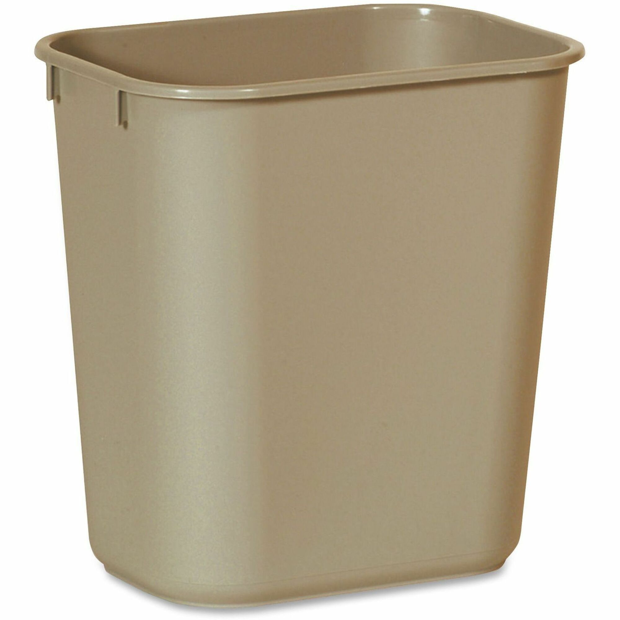 Rubbermaid Commercial 13 QT Standard Deskside Wastebasket, 3.50 gal Capacity, Rectangular, Open Top, Plastic, Beige, 12.1" H x 11.3" W x 8.2" D, 1 Each