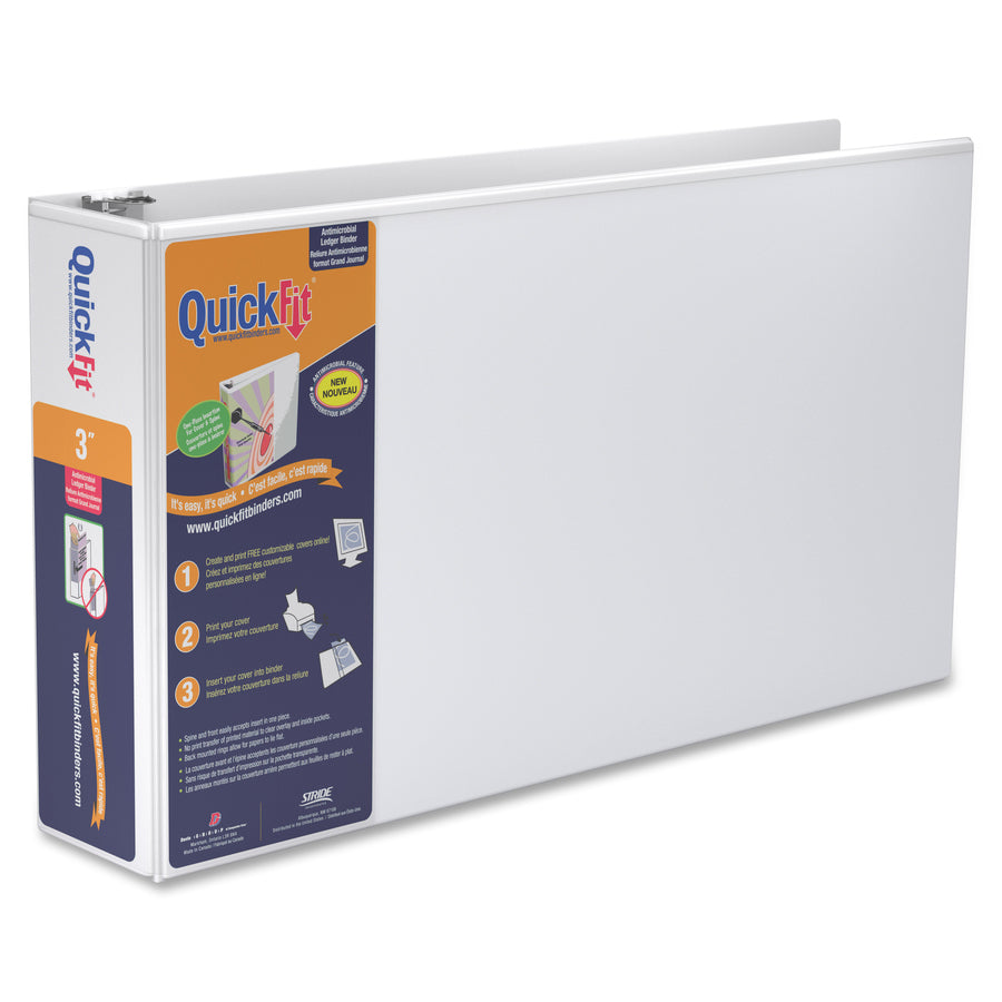 3" Binder Capacity - 11" x 17" Sheet Size - 625 Sheet Capacity - 3 x 3" Ring(s) - Fastener(s): D-Ring - Polypropylene - Black - Recycled - Locking Mechanism, Spine Label, Antimicrobial, Durable, Clear Overlay, Heavy Duty - 1 Each