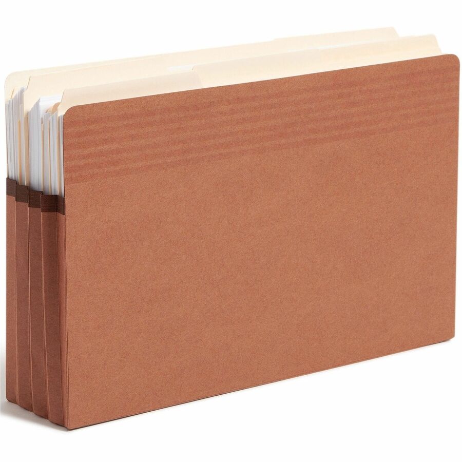 Smead Easy Grip Straight Tab Cut Legal Recycled File Pocket - 8 1/2" x 14" - 3 1/2" Expansion - Pressboard - Redrope - Tear Proof, Reinforced Gusset - 30% Recycled - 25 / Box