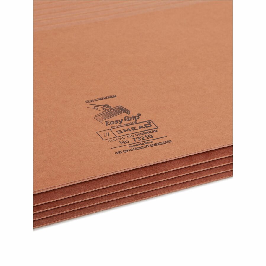 Smead Easy Grip Straight Tab Cut Legal Recycled File Pocket - 8 1/2" x 14" - 3 1/2" Expansion - Pressboard - Redrope - Tear Proof, Reinforced Gusset - 30% Recycled - 25 / Box
