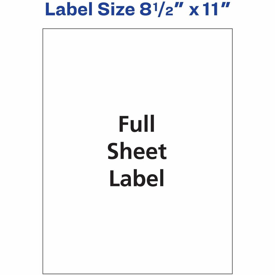 8 1/2" Width x 11" Length - Permanent Adhesive - Inkjet - Matte - White - Paper - Permanent Adhesive, Customizable - 1 / Sheet - 20 Total Sheets - 20 Total Label(s) - 20 / Pack