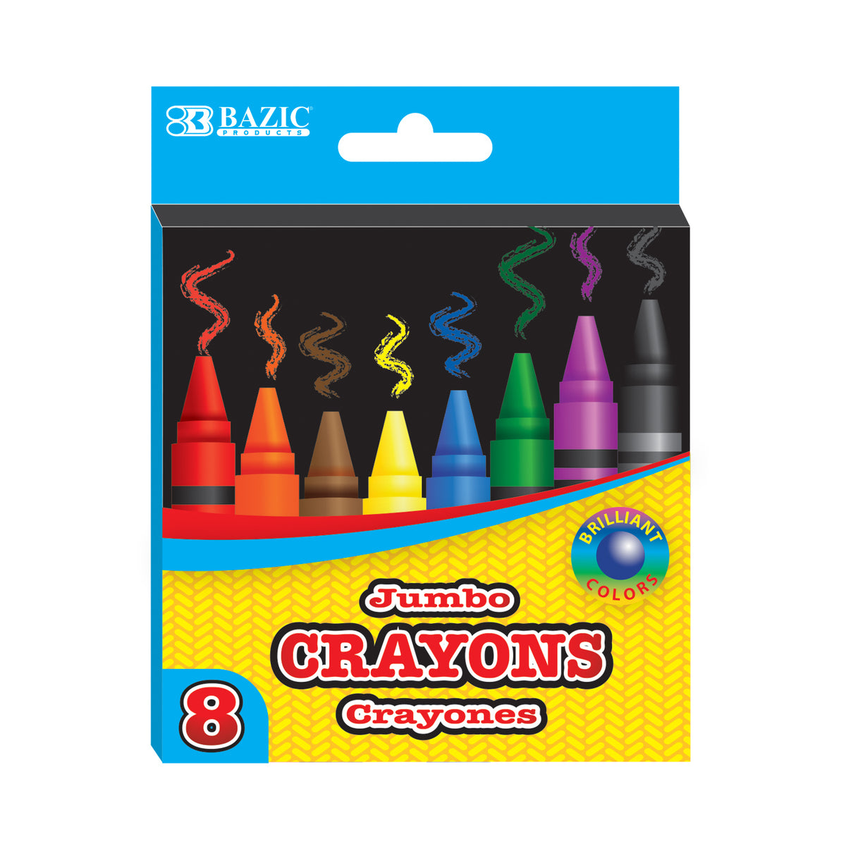 BAZIC 8 Color Premium Jumbo Crayons [2518]