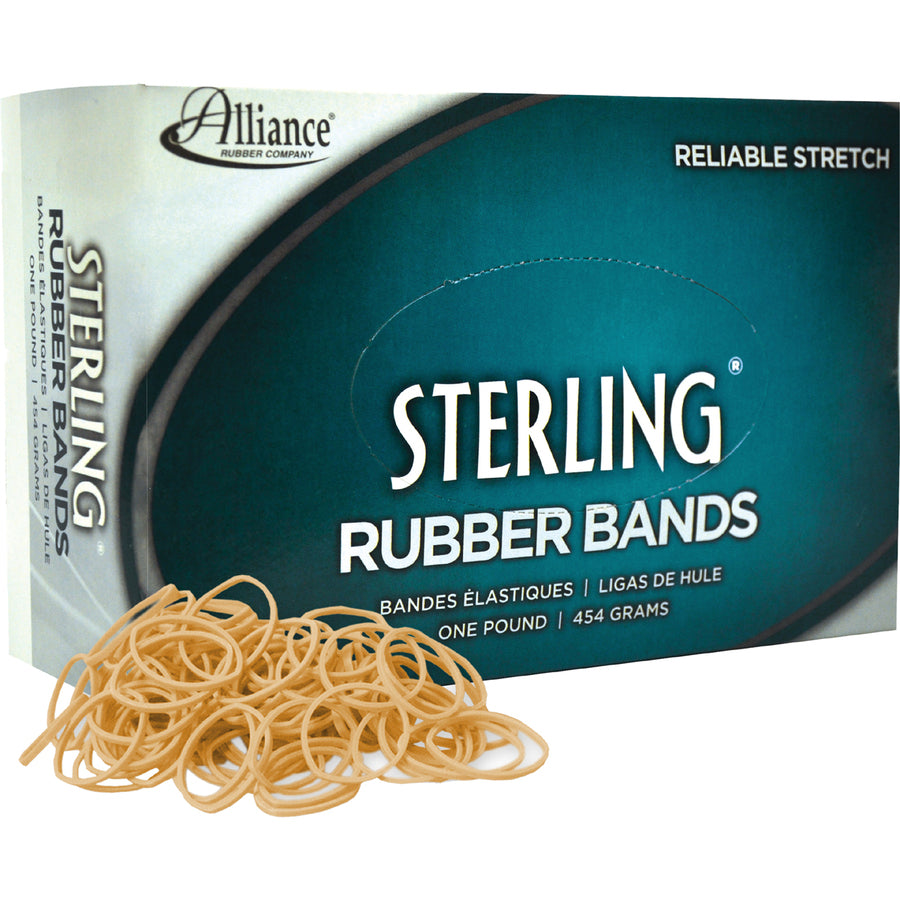 Alliance Rubber Sterling Rubber Bands - Size: #10 - 1.3" Length x 62.5 mil Thickness - Durable, Elastic - Natural Crepe - 5000 / Box
