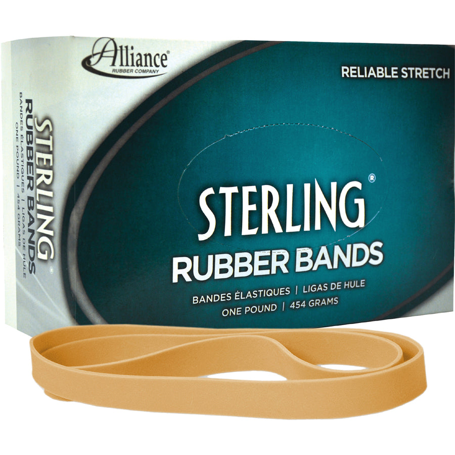 Alliance Rubber Sterling Rubber Bands - Size: #107 - 7" Length x 0.6" Width - Durable, Elastic - Natural Crepe - 1 Box