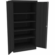 Tennsco Standard Black Storage Cabinet, 36"W x 24"D x 72"H, 5 Shelves (4 Adjustable, 1 Fixed), 2 Doors, Steel, Powder Coated, Locking Handle, Reinforced, Durable, 1 Each