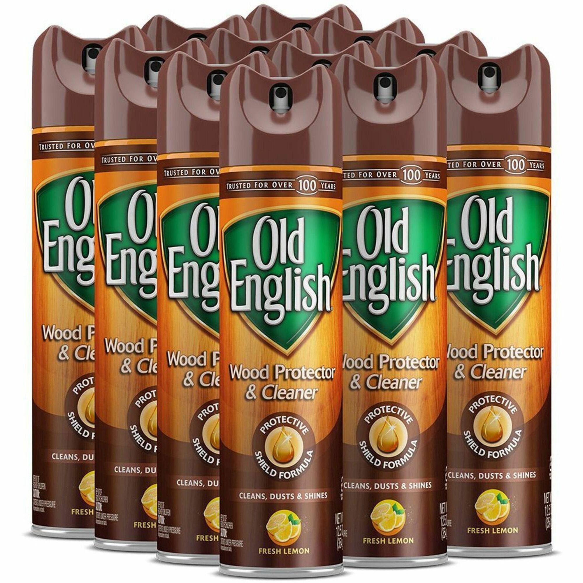 Old English Furniture Polish, Aerosol, Lemon Scent, 12.5 oz, Brown, 12/Carton