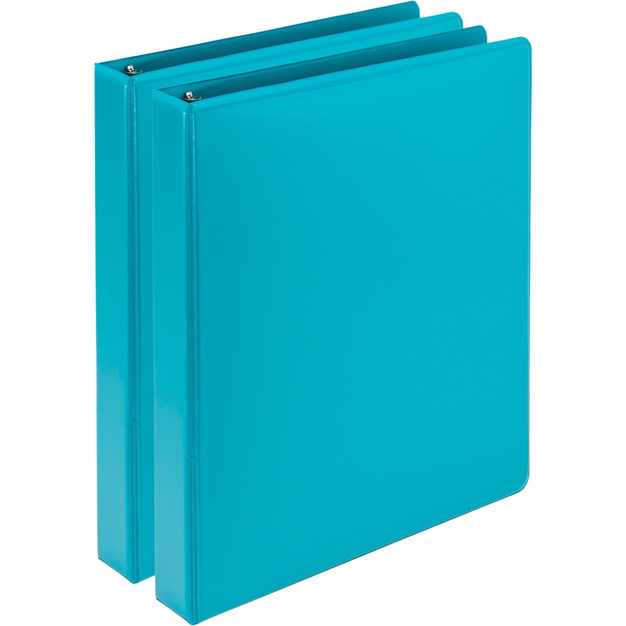 Samsill Earth's Choice Plant-based View Binders, 1" Capacity, Letter Size, 3 Round Rings, 2 Internal Pockets, Turquoise, 2 Pack